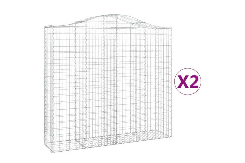 vidaXL 3145724 Arched Gabion Baskets 2 Pcs 200x50x180/200cm Galvanised Iron vidaXL 3145724 Arched Gabion Baskets 2 Pcs 200x50x180/200cm Galvanised Iron