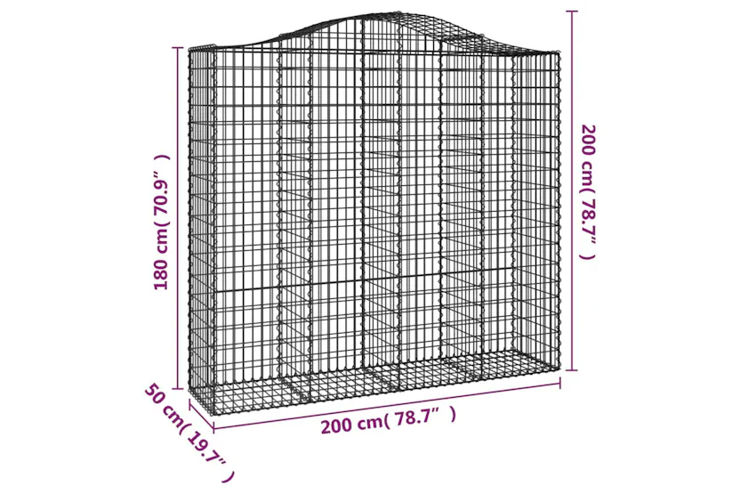 vidaXL 3145724 Arched Gabion Baskets 2 Pcs 200x50x180/200cm Galvanised Iron vidaXL 3145724 Arched Gabion Baskets 2 Pcs 200x50x180/200cm Galvanised Iron