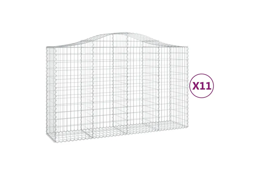 vidaXL 3145670 Arched Gabion Baskets 11 Pcs 200x50x120/140cm Galvanised Iron vidaXL 3145670 Arched Gabion Baskets 11 Pcs 200x50x120/140cm Galvanised Iron