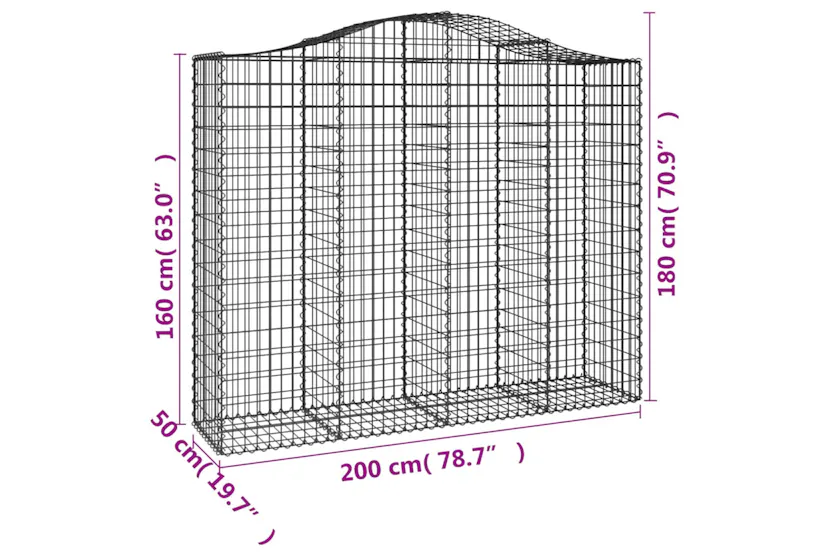 vidaXL 3145704 Arched Gabion Baskets 3 Pcs 200x50x160/180cm Galvanised Iron vidaXL 3145704 Arched Gabion Baskets 3 Pcs 200x50x160/180cm Galvanised Iron