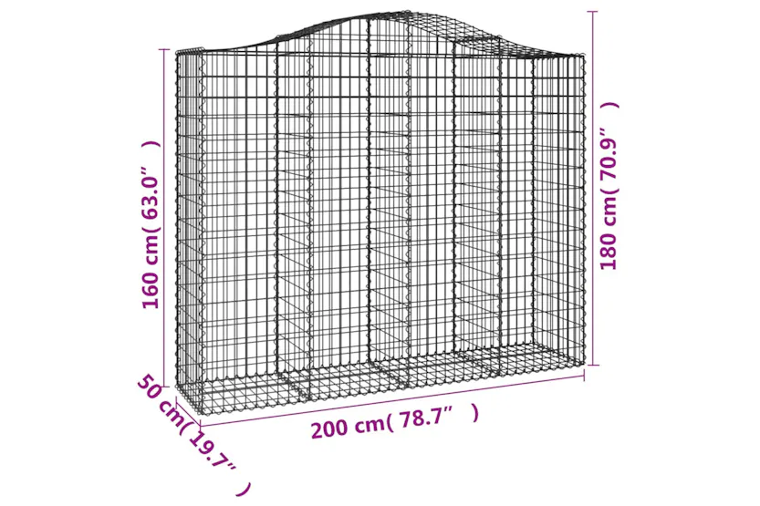 vidaXL 3145703 Arched Gabion Baskets 2 Pcs 200x50x160/180cm Galvanised Iron vidaXL 3145703 Arched Gabion Baskets 2 Pcs 200x50x160/180cm Galvanised Iron