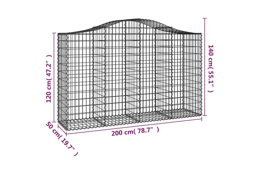 vidaXL 3145669 Arched Gabion Baskets 10 Pcs 200x50x120/140cm Galvanised Iron vidaXL 3145669 Arched Gabion Baskets 10 Pcs 200x50x120/140cm Galvanised Iron