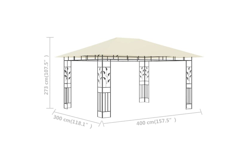 vidaXL 47970 Gazebo With Mosquito Net 4x3x2.73 M Cream 180 G/m² vidaXL 47970 Gazebo With Mosquito Net 4x3x2.73 M Cream 180 G/m²