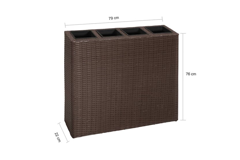 vidaXL 41085 Garden Raised Bed With 4 Pots Poly Rattan Brown vidaXL 41085 Garden Raised Bed With 4 Pots Poly Rattan Brown