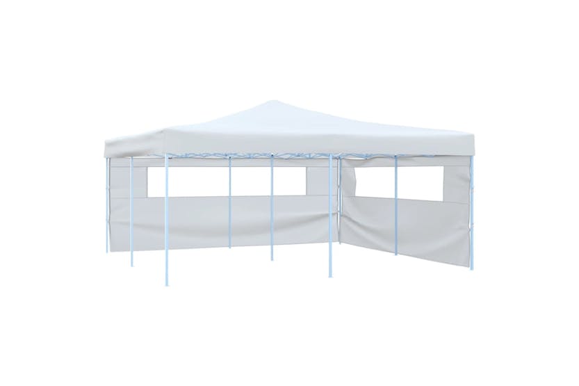 vidaXL Folding Gazebo With 2 Sidewalls 5x5 M White vidaXL Folding Gazebo With 2 Sidewalls 5x5 M White