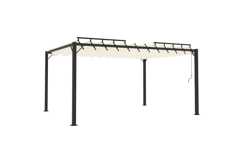 vidaXL Gazebo With Louvered Roof 3x4 M Cream Fabric And Aluminium vidaXL Gazebo With Louvered Roof 3x4 M Cream Fabric And Aluminium