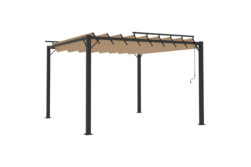 vidaXL Gazebo With Louvered Roof 3x3 M Taupe Fabric And Aluminium vidaXL Gazebo With Louvered Roof 3x3 M Taupe Fabric And Aluminium