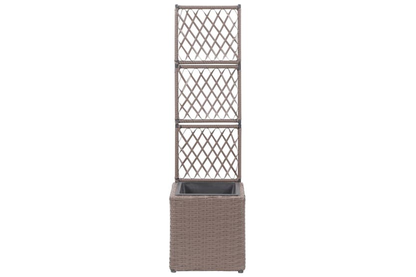 vidaXL 46936 Trellis Raised Bed With 1 Pot 30x30x107cm Poly Rattan Brown vidaXL 46936 Trellis Raised Bed With 1 Pot 30x30x107cm Poly Rattan Brown