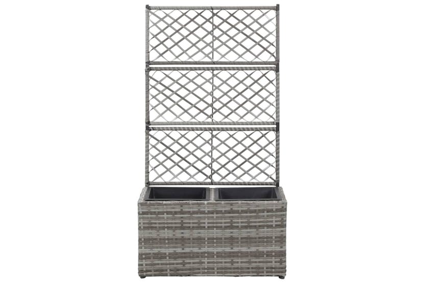 vidaXL 46934 Trellis Raised Bed With 2 Pots 58x30x107cm Poly Rattan Grey vidaXL 46934 Trellis Raised Bed With 2 Pots 58x30x107cm Poly Rattan Grey