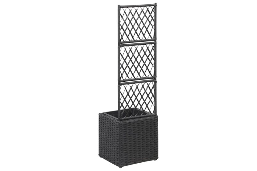 vidaXL 46930 Trellis Raised Bed With 1 Pot 30x30x107cm Poly Rattan Black vidaXL 46930 Trellis Raised Bed With 1 Pot 30x30x107cm Poly Rattan Black
