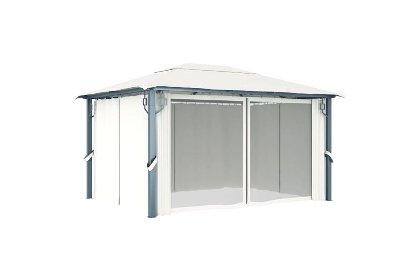 vidaXL 48044 Gazebo With Curtain 400 X 300cm Cream Aluminium vidaXL 48044 Gazebo With Curtain 400 X 300cm Cream Aluminium