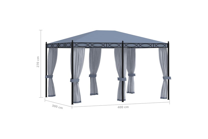 vidaXL 48057 Gazebo With Mesh Screens 3x4 M Anthracite Steel vidaXL 48057 Gazebo With Mesh Screens 3x4 M Anthracite Steel