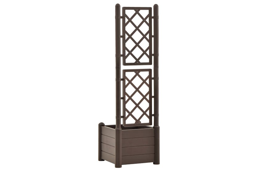 vidaXL 313980 Garden Planter With Trellis 43x43x142cm Pp Mocha vidaXL 313980 Garden Planter With Trellis 43x43x142cm Pp Mocha