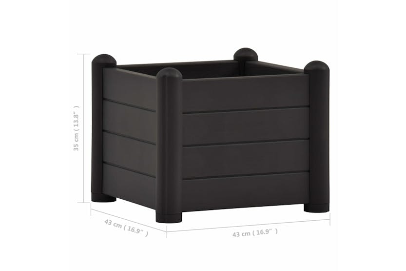 vidaXL 313973 Garden Raised Bed Pp Anthracite 43x43x35cm vidaXL 313973 Garden Raised Bed Pp Anthracite 43x43x35cm