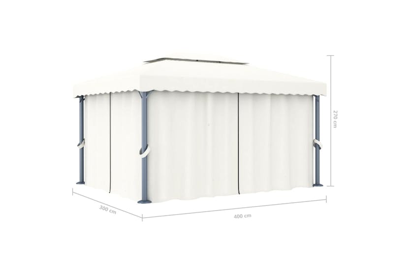 vidaXL 3053375 Gazebo With Curtain 4x3 M Cream White Aluminium vidaXL 3053375 Gazebo With Curtain 4x3 M Cream White Aluminium