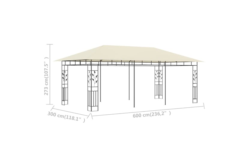 vidaXL 47971 Gazebo With Mosquito Net 6x3x2.73 M Cream vidaXL 47971 Gazebo With Mosquito Net 6x3x2.73 M Cream