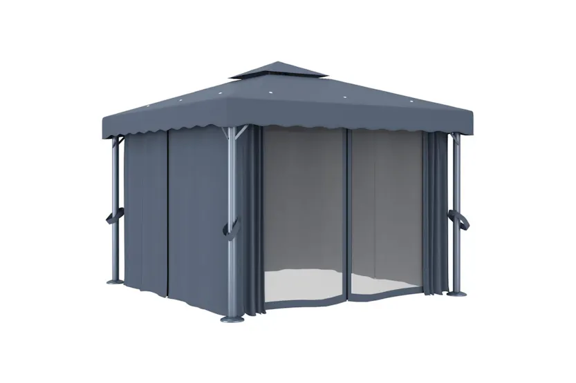 vidaXL 3070347 Gazebo With Curtain&led String Lights 3x3 M Anthracite vidaXL 3070347 Gazebo With Curtain&led String Lights 3x3 M Anthracite