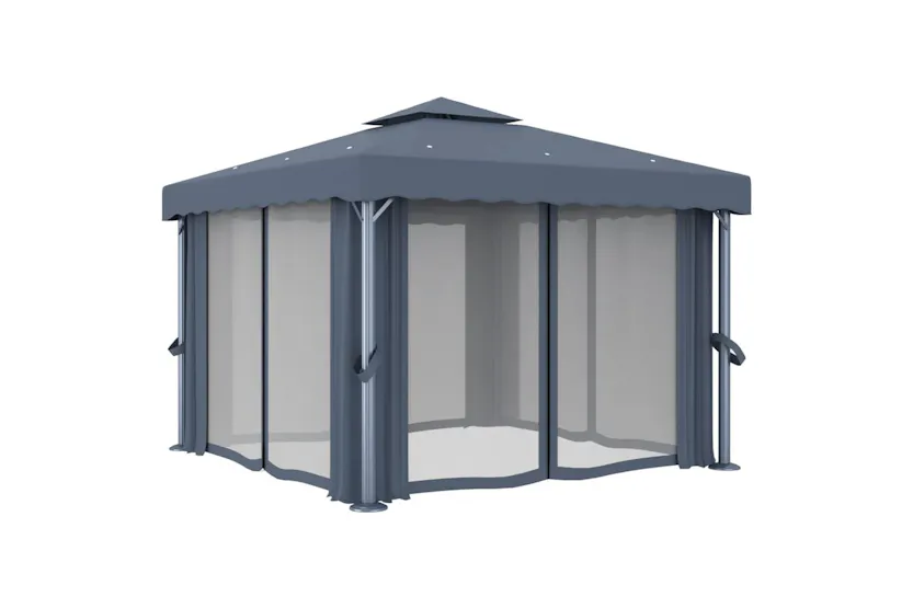 vidaXL 3070347 Gazebo With Curtain&led String Lights 3x3 M Anthracite vidaXL 3070347 Gazebo With Curtain&led String Lights 3x3 M Anthracite