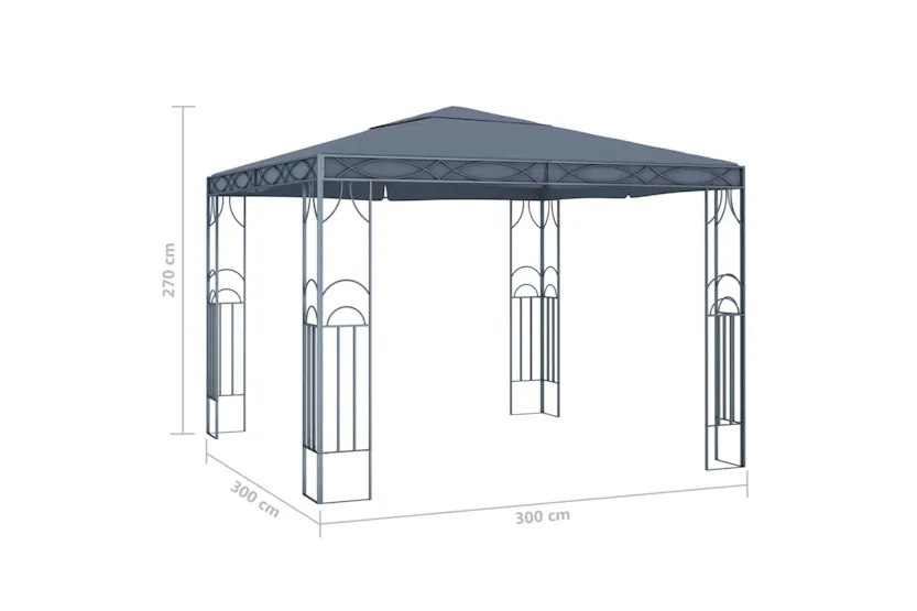 vidaXL 3070339 Gazebo With Led String Lights 300x300cm Anthracite vidaXL 3070339 Gazebo With Led String Lights 300x300cm Anthracite