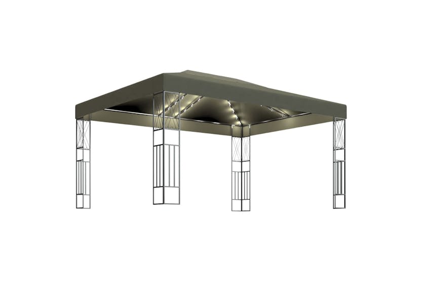 vidaXL 3070331 Gazebo With Led String Lights 3x4 M Taupe Fabric vidaXL 3070331 Gazebo With Led String Lights 3x4 M Taupe Fabric