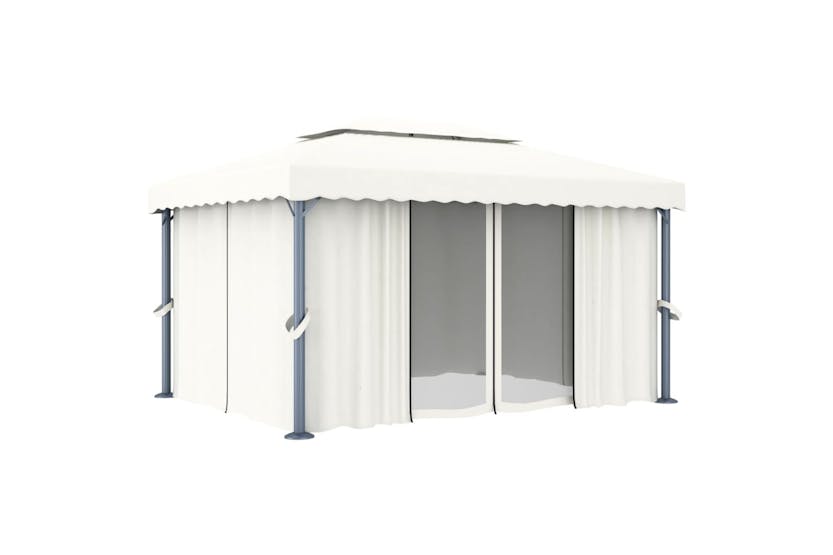 vidaXL 3053375 Gazebo With Curtain 4x3 M Cream White Aluminium vidaXL 3053375 Gazebo With Curtain 4x3 M Cream White Aluminium