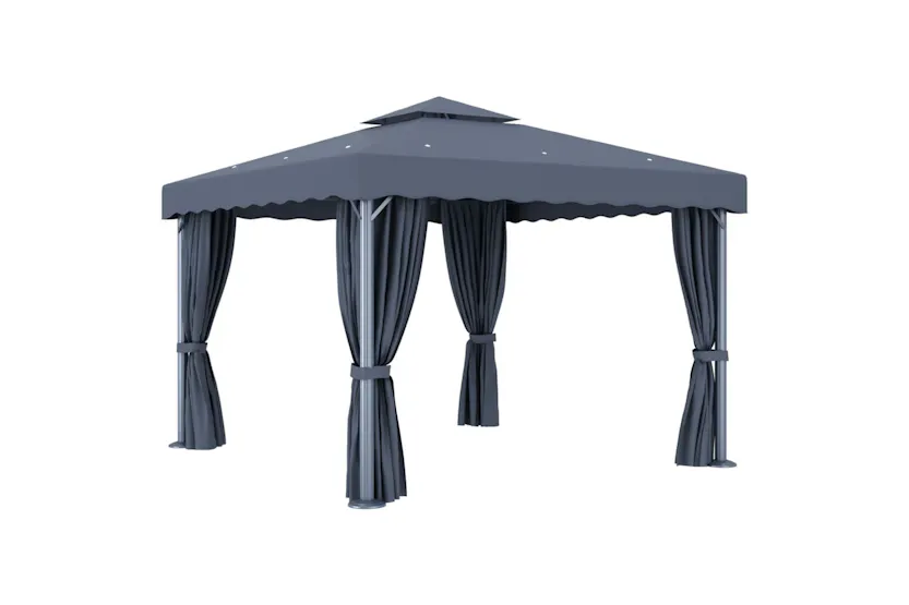 vidaXL 3070347 Gazebo With Curtain&led String Lights 3x3 M Anthracite vidaXL 3070347 Gazebo With Curtain&led String Lights 3x3 M Anthracite