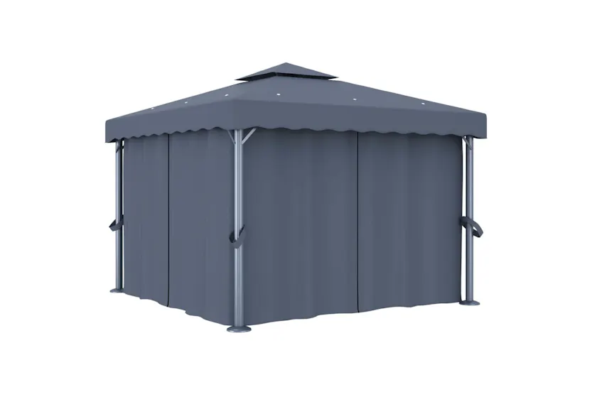 vidaXL 3070347 Gazebo With Curtain&led String Lights 3x3 M Anthracite vidaXL 3070347 Gazebo With Curtain&led String Lights 3x3 M Anthracite