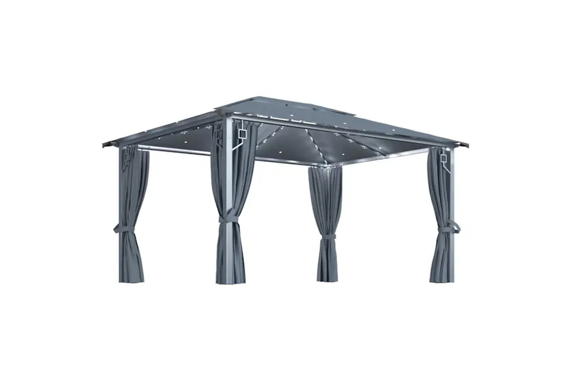 Vidaxl 3070336 Gazebo With Curtain&led String Lights 4x3 M Anthracite Aluminium Vidaxl 3070336 Gazebo With Curtain&led String Lights 4x3 M Anthracite Aluminium