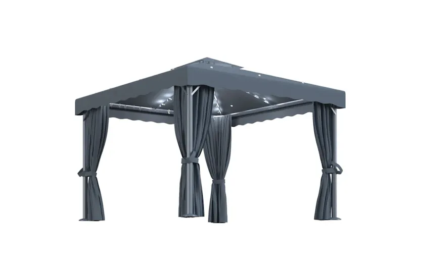 vidaXL 3070347 Gazebo With Curtain&led String Lights 3x3 M Anthracite vidaXL 3070347 Gazebo With Curtain&led String Lights 3x3 M Anthracite