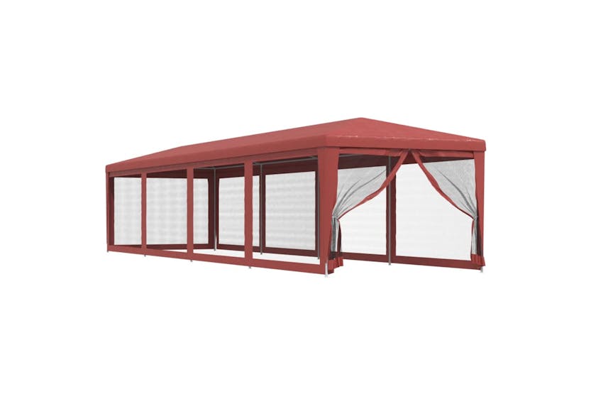 vidaXL 319250 Party Tent With 10 Mesh Sidewalls Red 3x12 M Hdpe vidaXL 319250 Party Tent With 10 Mesh Sidewalls Red 3x12 M Hdpe