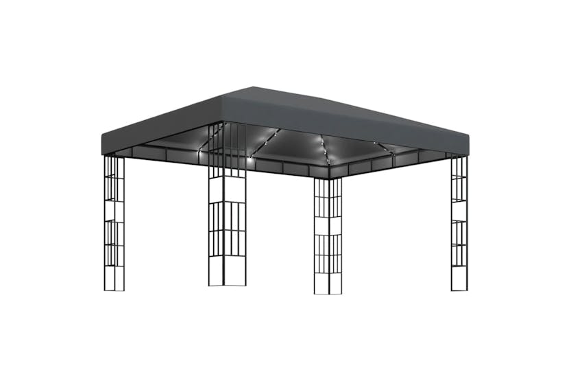 vidaXL 3070323 Gazebo With Led String Lights 3x4 M Anthracite vidaXL 3070323 Gazebo With Led String Lights 3x4 M Anthracite