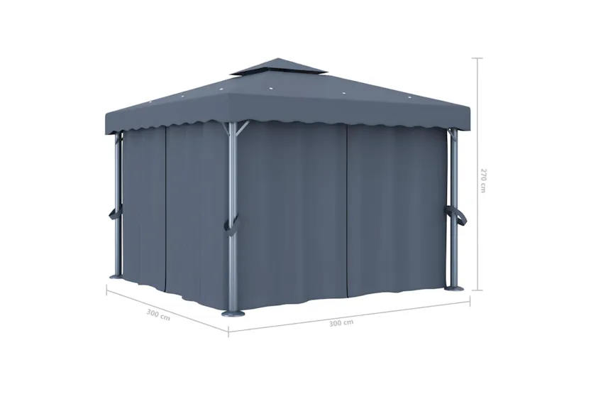 vidaXL 3070347 Gazebo With Curtain&led String Lights 3x3 M Anthracite vidaXL 3070347 Gazebo With Curtain&led String Lights 3x3 M Anthracite
