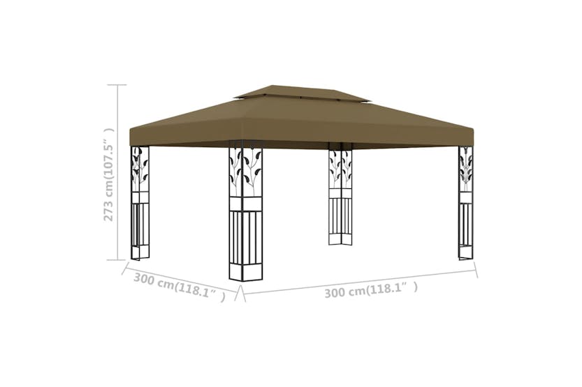 vidaXL 312244 Gazebo With Double Roof 3x4 M Taupe 180 G/m² vidaXL 312244 Gazebo With Double Roof 3x4 M Taupe 180 G/m²