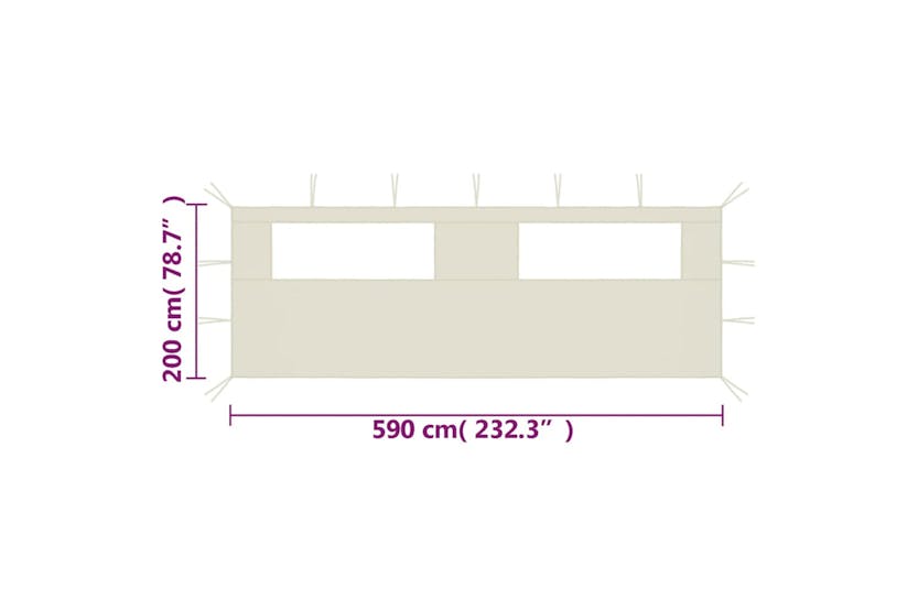 vidaXL 3070413 Gazebo Sidewall With Windows 6x2 M Cream vidaXL 3070413 Gazebo Sidewall With Windows 6x2 M Cream