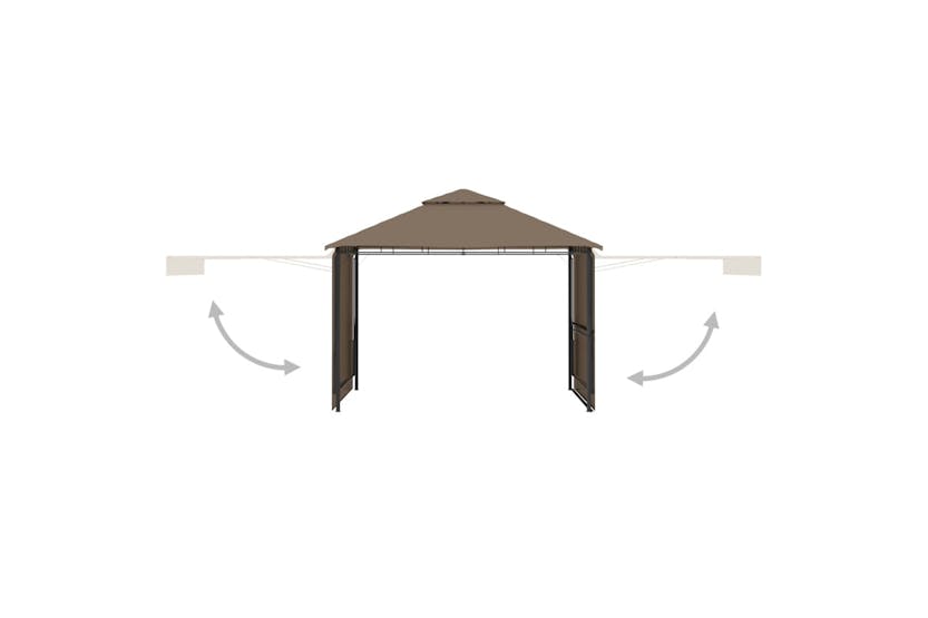 vidaXL 312268 Gazebo With Double Extending Roofs 3x3x2.75 M Taupe 180g/m² vidaXL 312268 Gazebo With Double Extending Roofs 3x3x2.75 M Taupe 180g/m²