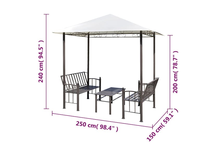 vidaXL 43218 Garden Pavilion With Table And Benches 2.5x1.5x2.4 M vidaXL 43218 Garden Pavilion With Table And Benches 2.5x1.5x2.4 M