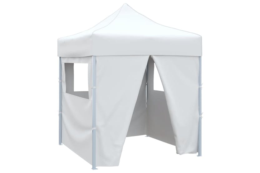 vidaXL Professional Folding Party Tent With 4 Sidewalls 2x2 M Steel White vidaXL Professional Folding Party Tent With 4 Sidewalls 2x2 M Steel White