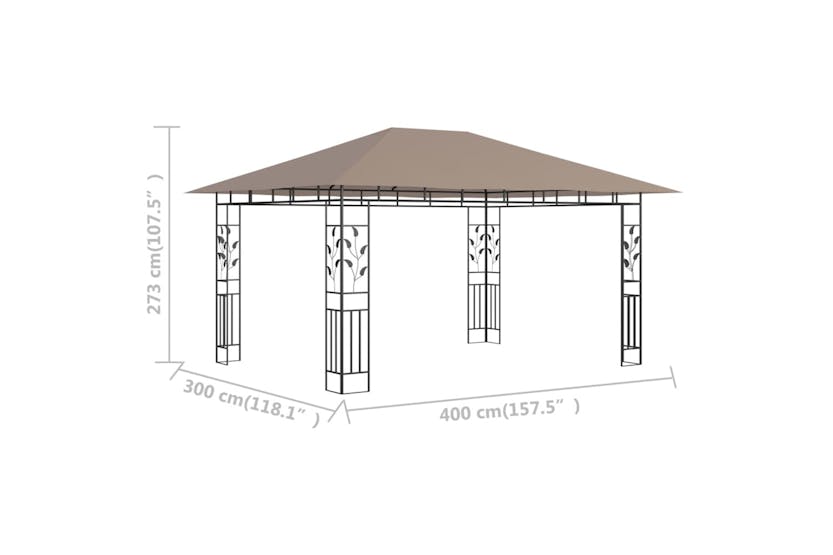 vidaXL 312252 Gazebo With Mosquito Net 4x3x2.73 M Taupe 180 G/m² vidaXL 312252 Gazebo With Mosquito Net 4x3x2.73 M Taupe 180 G/m²