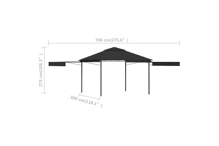 vidaXL 48004 Gazebo With Double Extending Roofs 3x3x2.75 M Anthracite 180g/m² vidaXL 48004 Gazebo With Double Extending Roofs 3x3x2.75 M Anthracite 180g/m²
