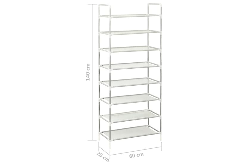 vidaXL 330043 Shoe Rack With 8 Shelves Metal And Non-woven Fabric Silver vidaXL 330043 Shoe Rack With 8 Shelves Metal And Non-woven Fabric Silver