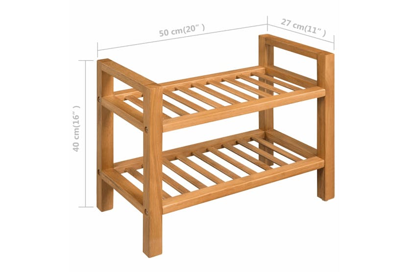vidaXL 244208 Shoe Rack With 2 Shelves 50x27x40cm Solid Oak Wood vidaXL 244208 Shoe Rack With 2 Shelves 50x27x40cm Solid Oak Wood