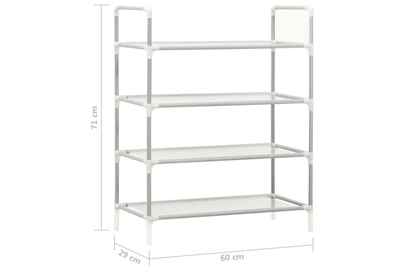 vidaXL 330042 Shoe Rack With 4 Shelves Metal And Non-woven Fabric Silver vidaXL 330042 Shoe Rack With 4 Shelves Metal And Non-woven Fabric Silver