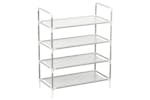 vidaXL 330042 Shoe Rack With 4 Shelves Metal And Non-woven Fabric Silver vidaXL 330042 Shoe Rack With 4 Shelves Metal And Non-woven Fabric Silver