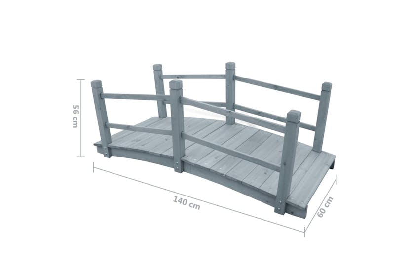 vidaXL 310040 Garden Bridge Grey 140x60x56cm Solid Firwood vidaXL 310040 Garden Bridge Grey 140x60x56cm Solid Firwood