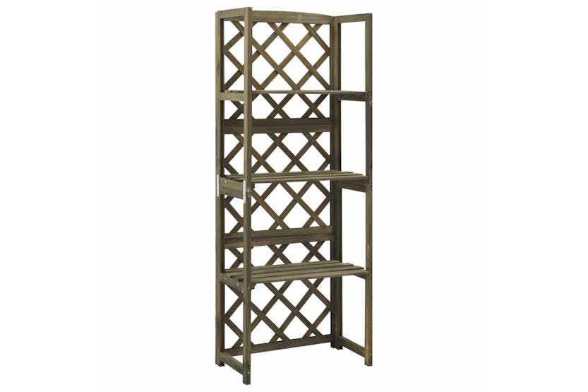 vidaXL 316410 Trellis With Shelves Grey 55x30x140cm Solid Fir Wood vidaXL 316410 Trellis With Shelves Grey 55x30x140cm Solid Fir Wood