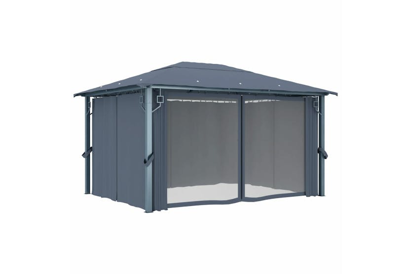 vidaXL 48045 Gazebo With Curtain 400 X 300cm Anthracite Aluminium vidaXL 48045 Gazebo With Curtain 400 X 300cm Anthracite Aluminium