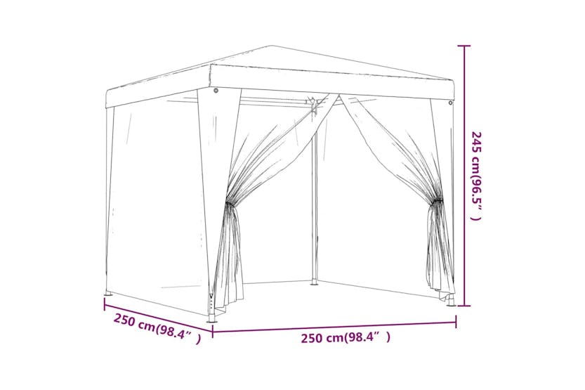 vidaXL 48521 Party Tent With 4 Mesh Sidewalls 2.5x2.5 M White vidaXL 48521 Party Tent With 4 Mesh Sidewalls 2.5x2.5 M White