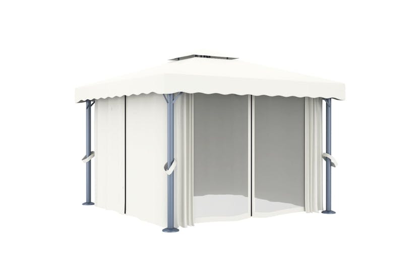 vidaXL 3053377 Gazebo With Curtain 3x3 M Cream White Aluminium vidaXL 3053377 Gazebo With Curtain 3x3 M Cream White Aluminium