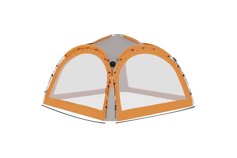 vidaXL 93077 Party Tent With Led And 4 Sidewalls 3.6x3.6x2.3 M Grey&orange vidaXL 93077 Party Tent With Led And 4 Sidewalls 3.6x3.6x2.3 M Grey&orange