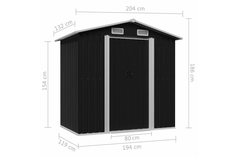 vidaXL 47028 Garden Storage Shed Anthracite Steel 204x132x186cm vidaXL 47028 Garden Storage Shed Anthracite Steel 204x132x186cm